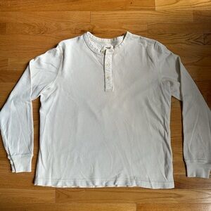 Buck Mason Men’s Natural Venice Wash Vintage Thermal Henley - White/Cream